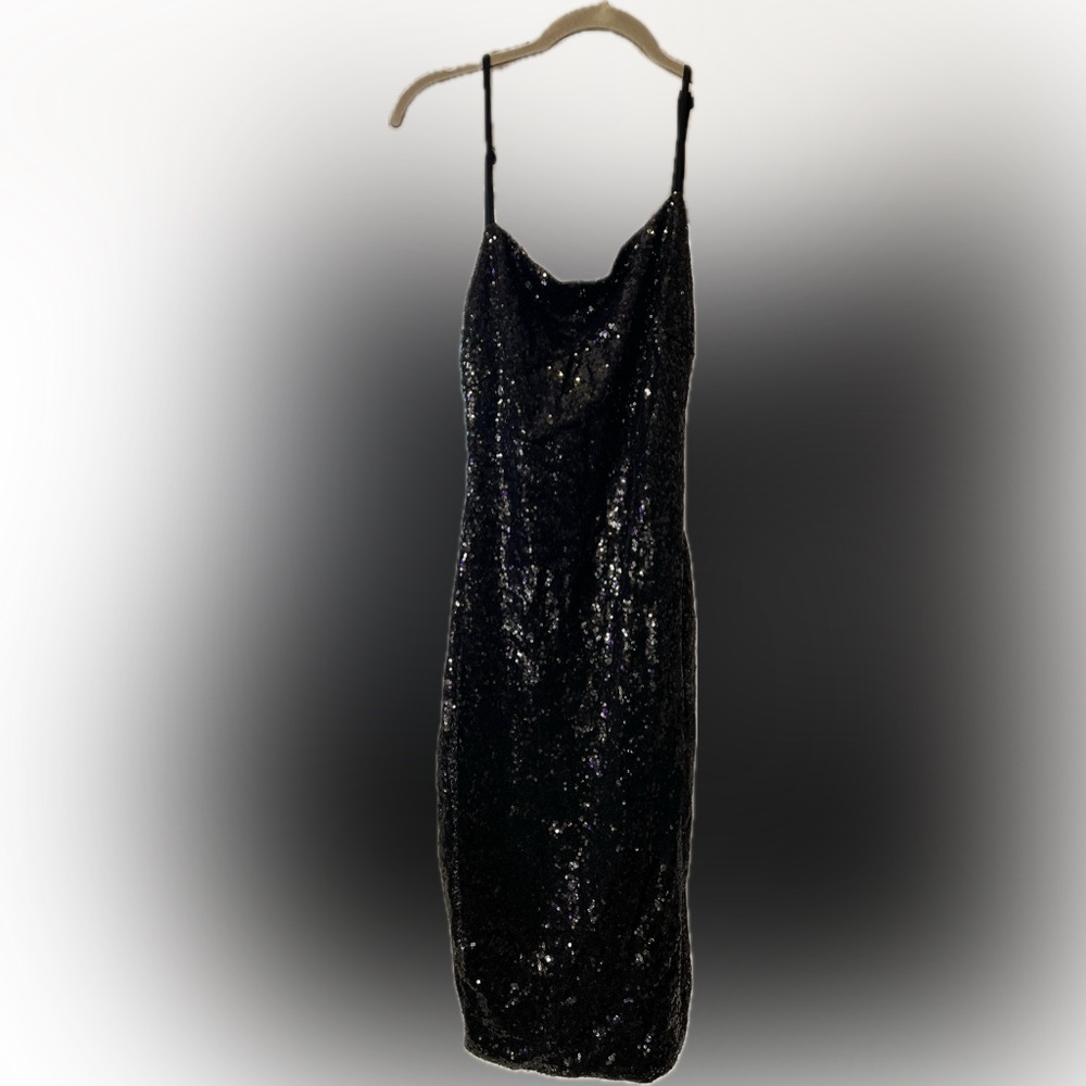 HAODUOYI Shimmering Black Sequin Dress